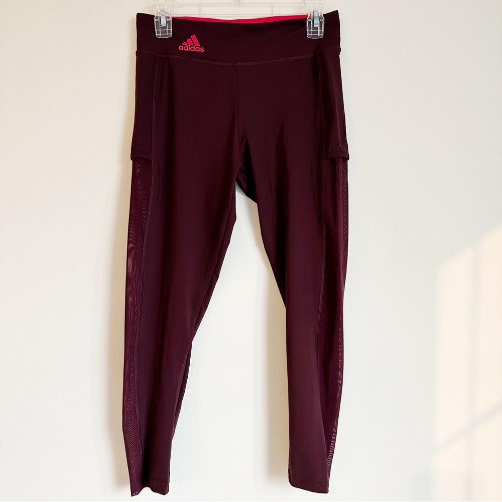 Adidas Women’s Performance Gear ClimaCool Burgundy Leggings, size Medium